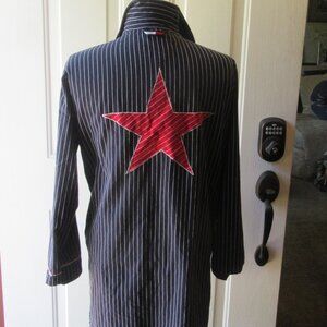 Vintage Red, White, Blue Cotton Tommy Hilfiger Striped LS Sleep Shirt Size M